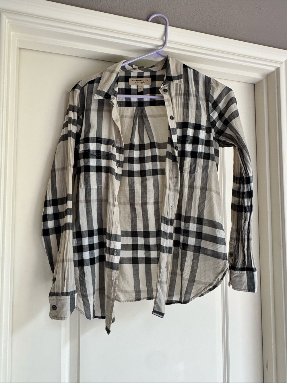 Authentic Burberry Women’s Cotton Check Shirt – Size XS